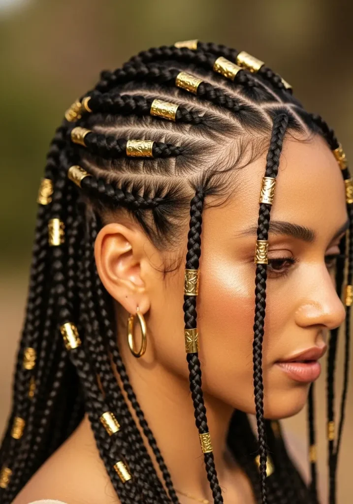 Small Tribal Braids with Gold Cuffs