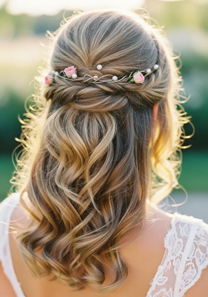 Soft Curly Half-Up Romance