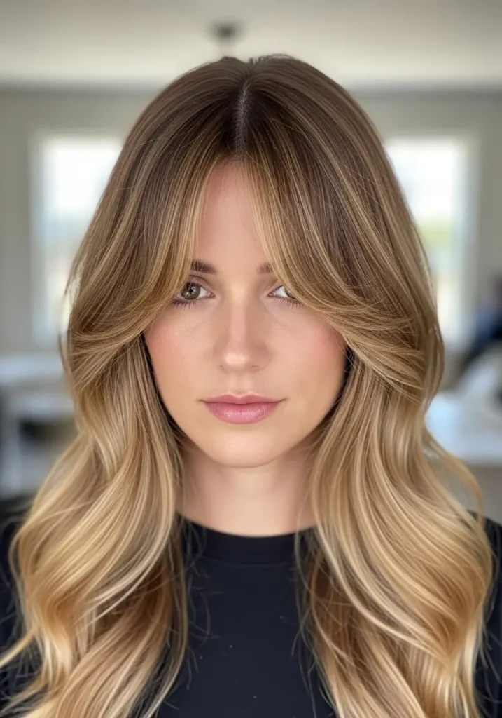 Soft Curtain Bangs with Loose Waves