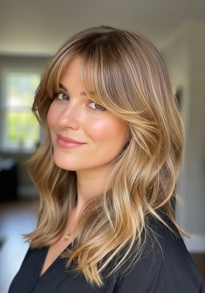 Soft Curtain Bangs with Medium Length