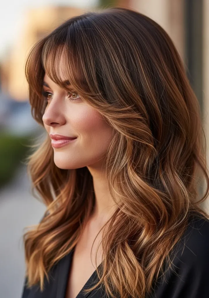 Soft Curtain Bangs with Soft Curls