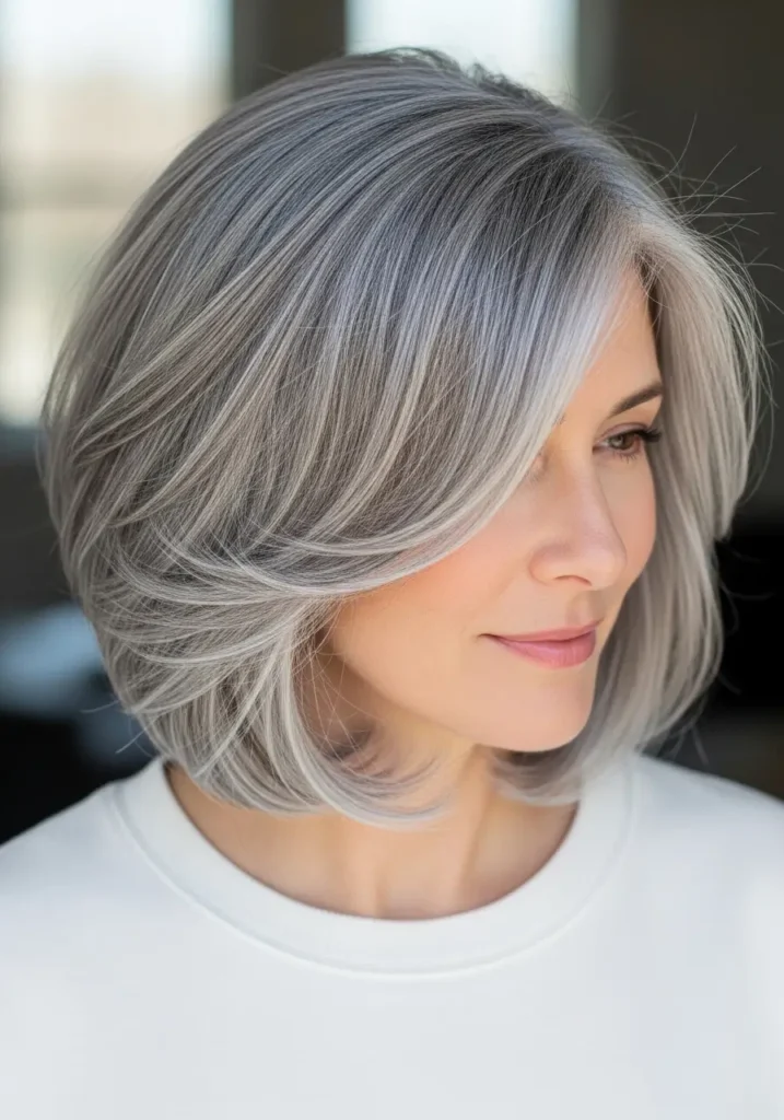 Soft Layered Gray Bob