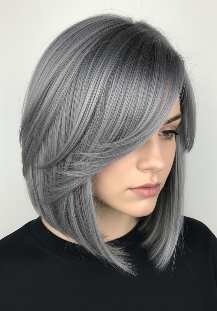 Soft Layered Grey Bob