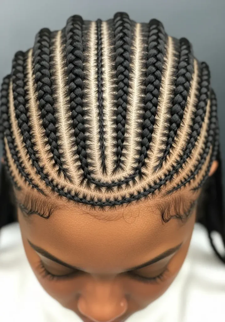 Stitch Braids with Cornrow Base