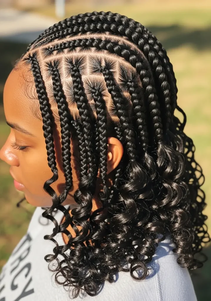 Stitch Braids with Curled Ends