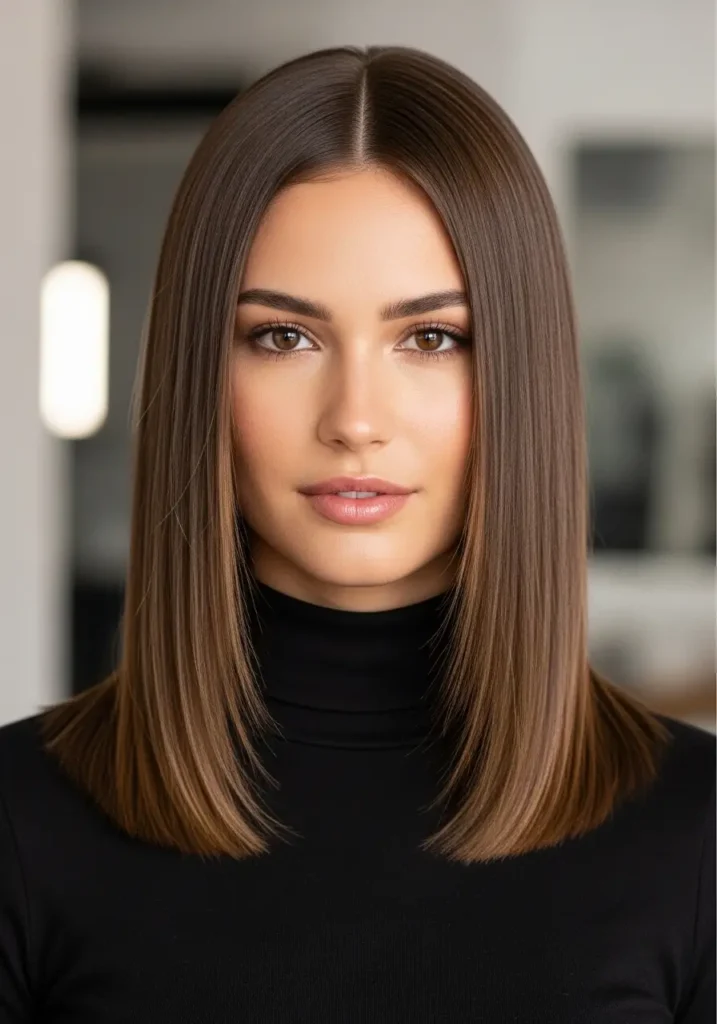 Straight Medium Cut with Center Part