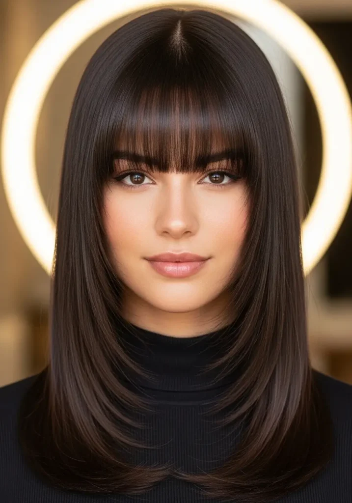 Straight Sleek Curtain Bangs