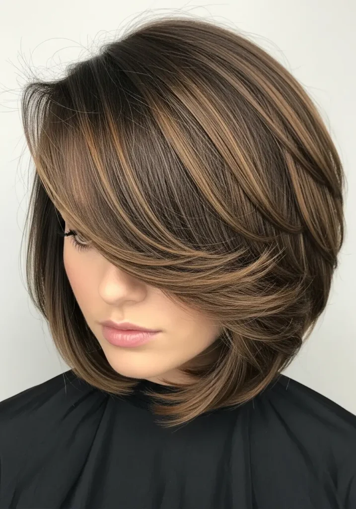 Textured Bob with Deep Side Part