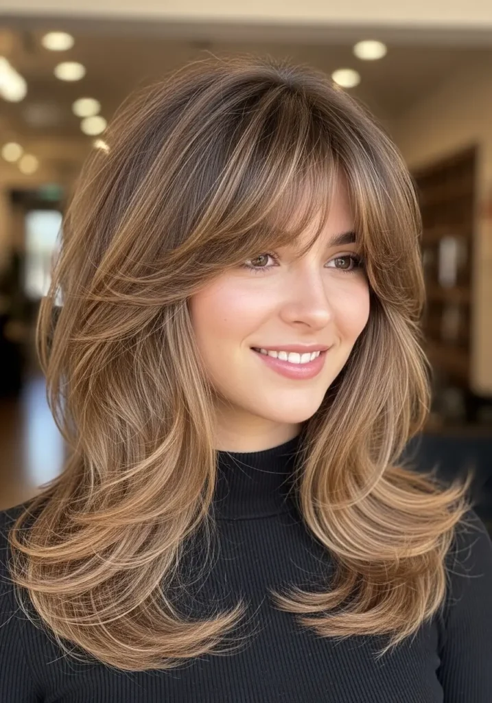 Textured Curtain Bangs with Volume