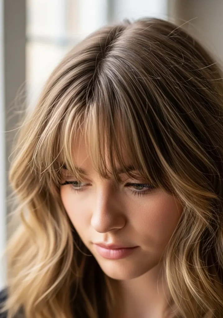 Textured Messy Curtain Bangs