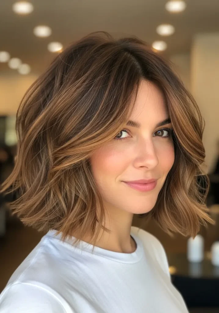 Textured Tousled Bob with Layers at Crown