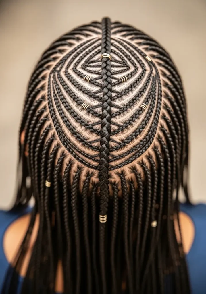 Thin Tribal Braids with Middle Detail