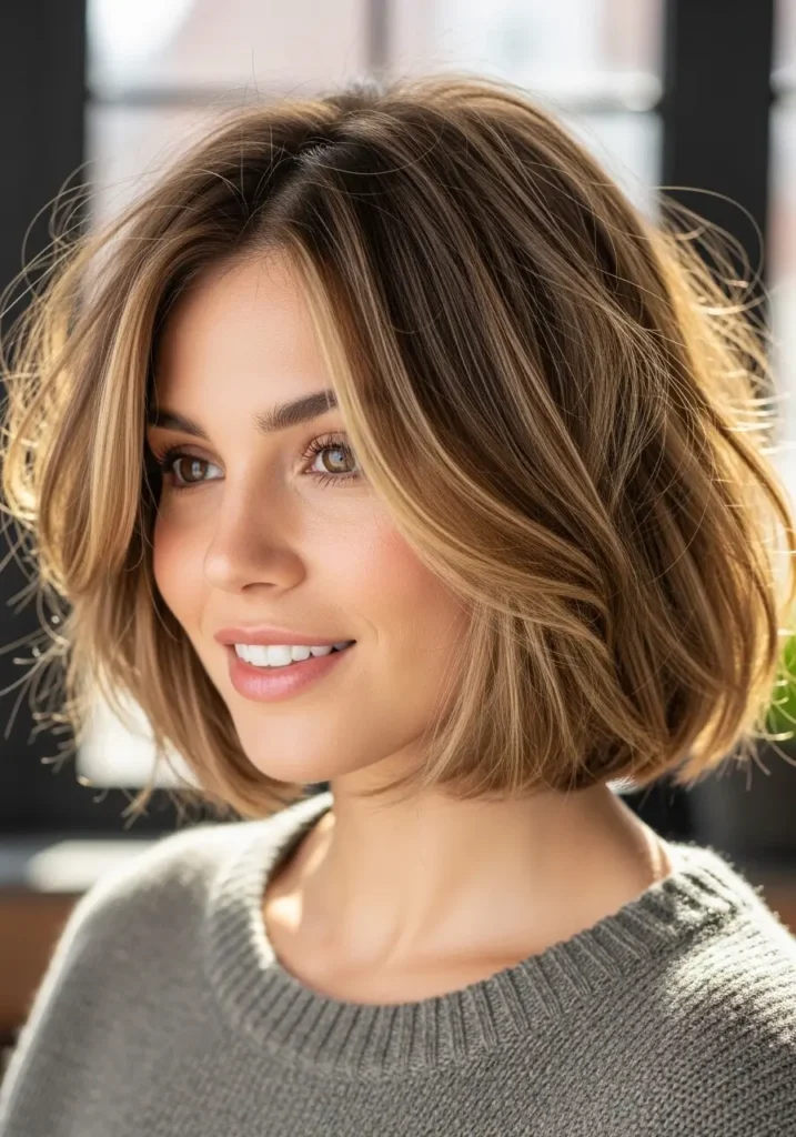 Tousled Layered Bob for Casual Volume