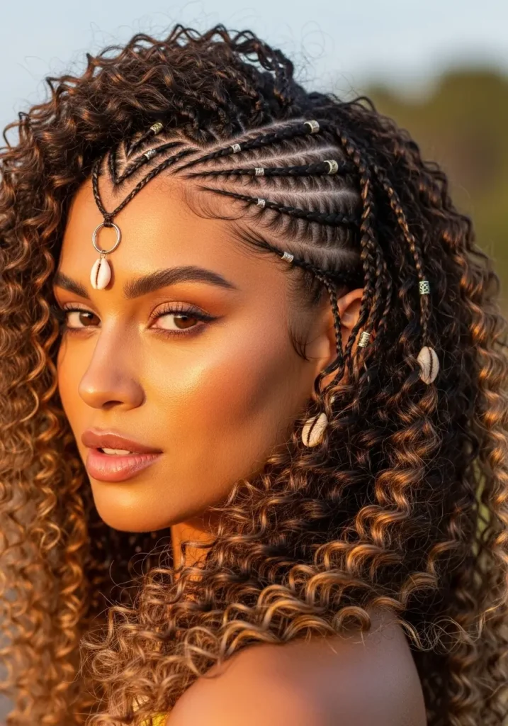Tribal Braids with Curled Ends