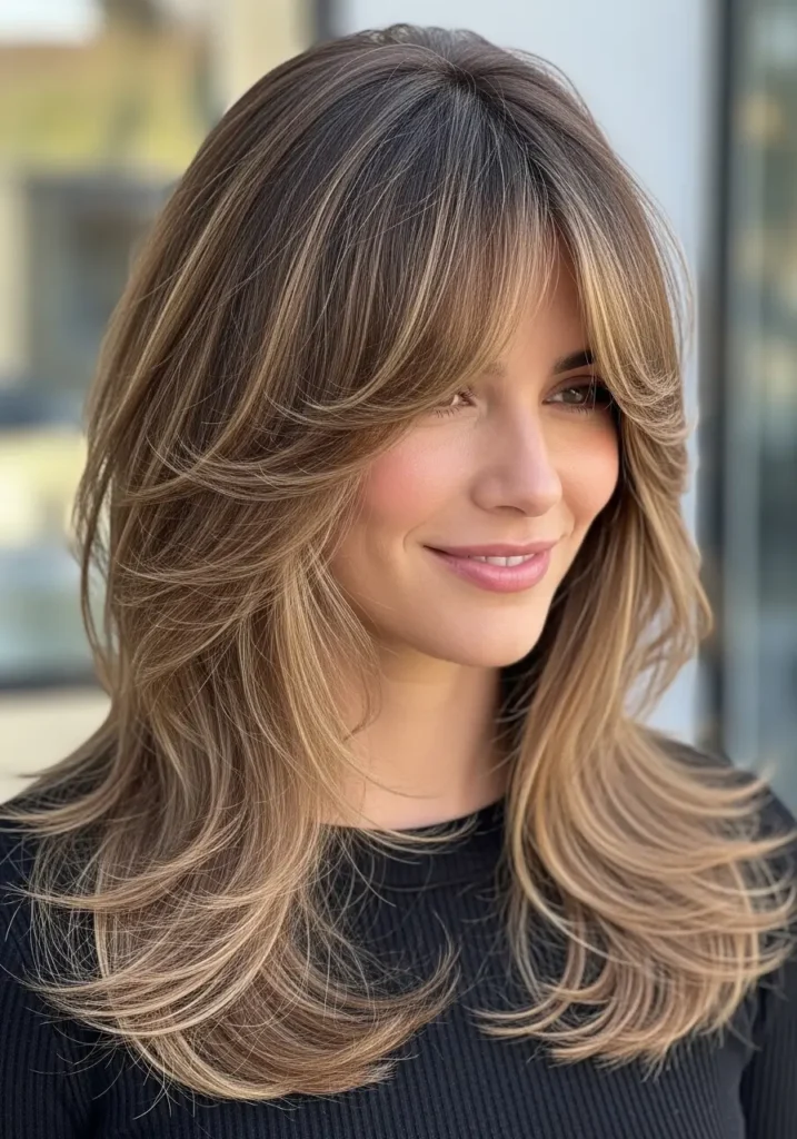 Voluminous Curtain Bangs with Layers