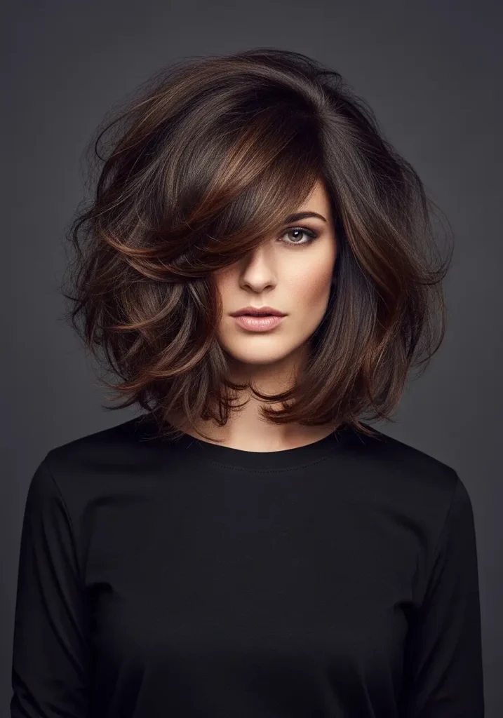 Voluminous Tousled Bob with Deep Side Part