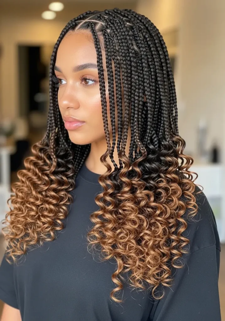 Waist Length French Curl Braids