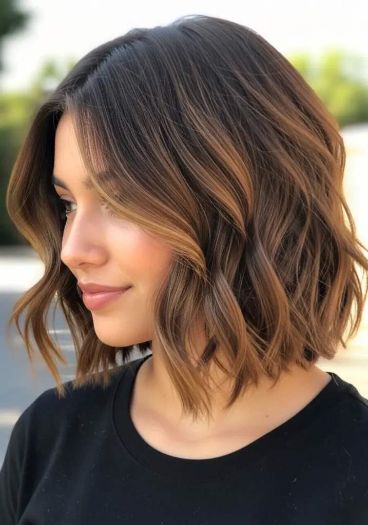 Wavy Tousled Bob with Natural Body