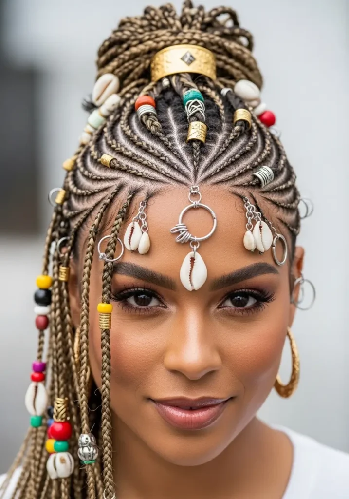 Zigzag Tribal Braids with Accessories