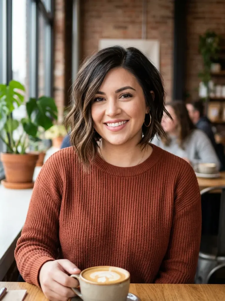 Angled Bob for Round Face
