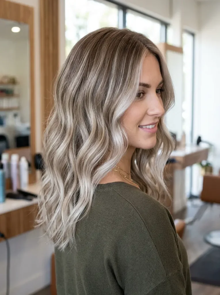 Ash Blonde Balayage Hair Color on Light Brown Hair