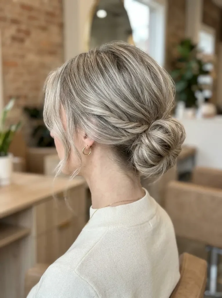 Ash Blonde Low Bun