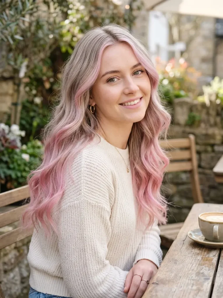 Ash Blonde with Pastel Pink Tips