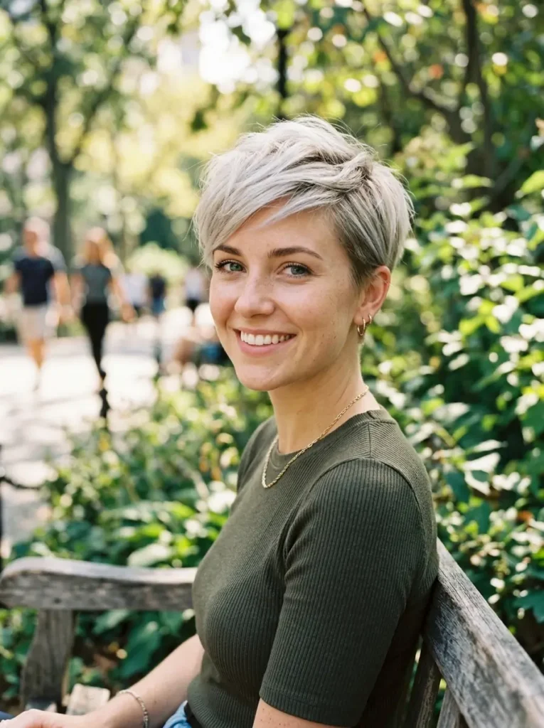 Ash Blonde Pixie Cut