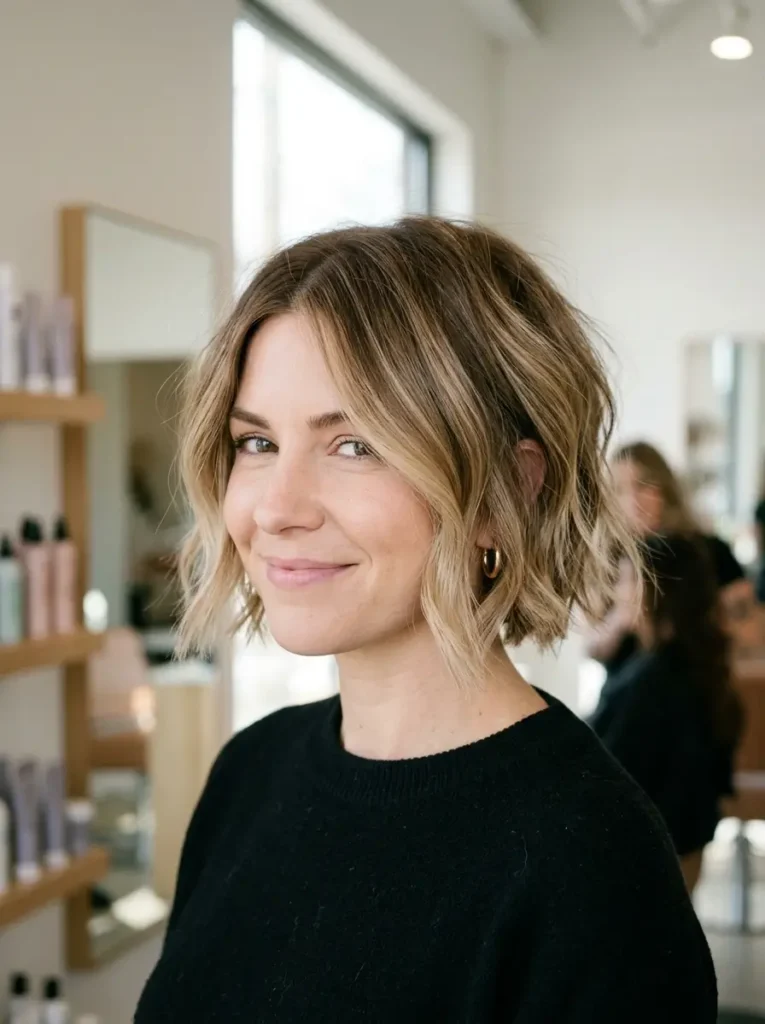 Balayage Blonde Hair Color on Short Cuts