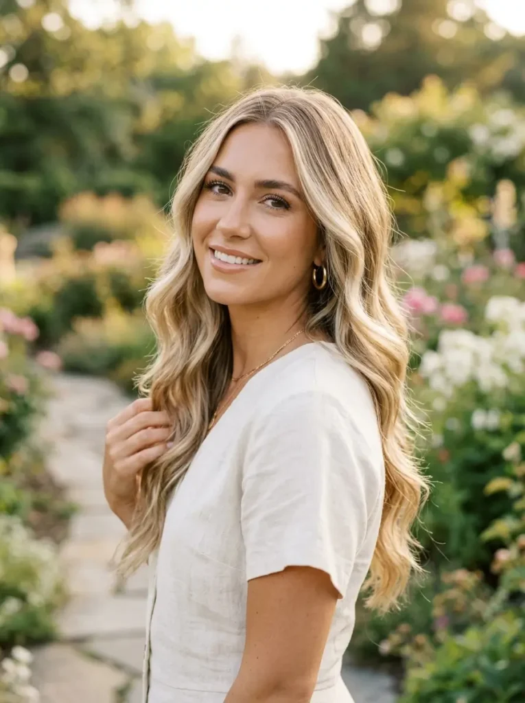 Balayage Blonde Hair Color with Soft Waves