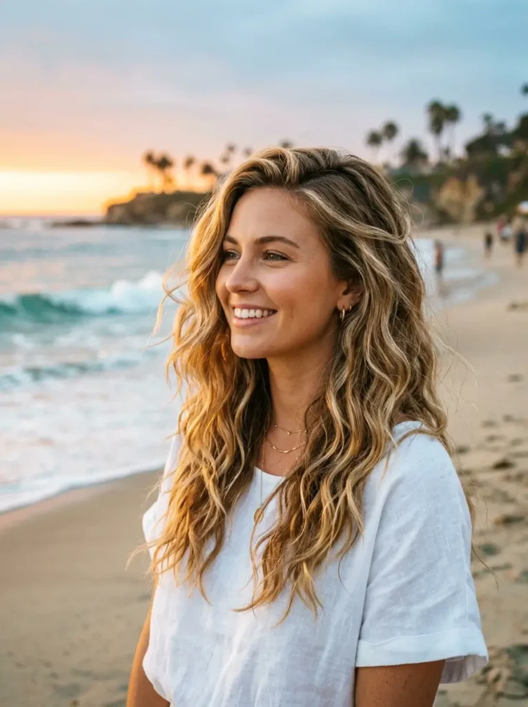 Beachy Waves with a Side Part