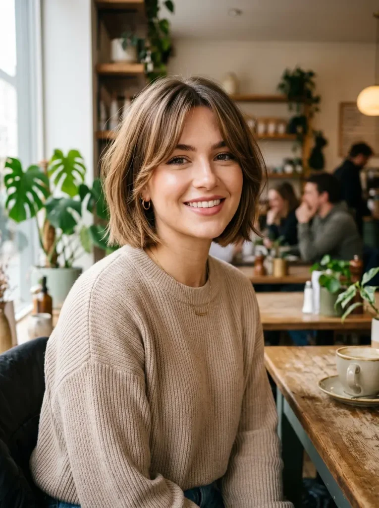 Bob Haircut with Curtain Bangs