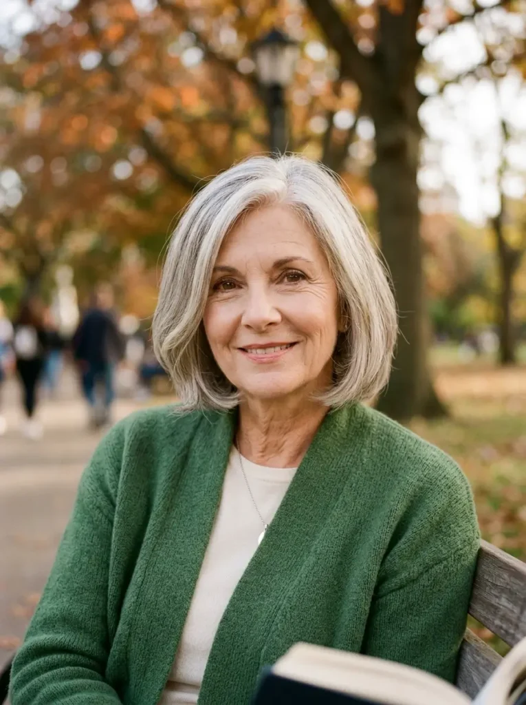 Bob with Side Part for Older Women