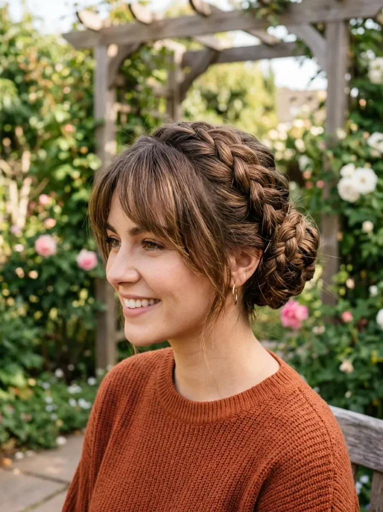 Braided Bun Hairstyles with Bangs