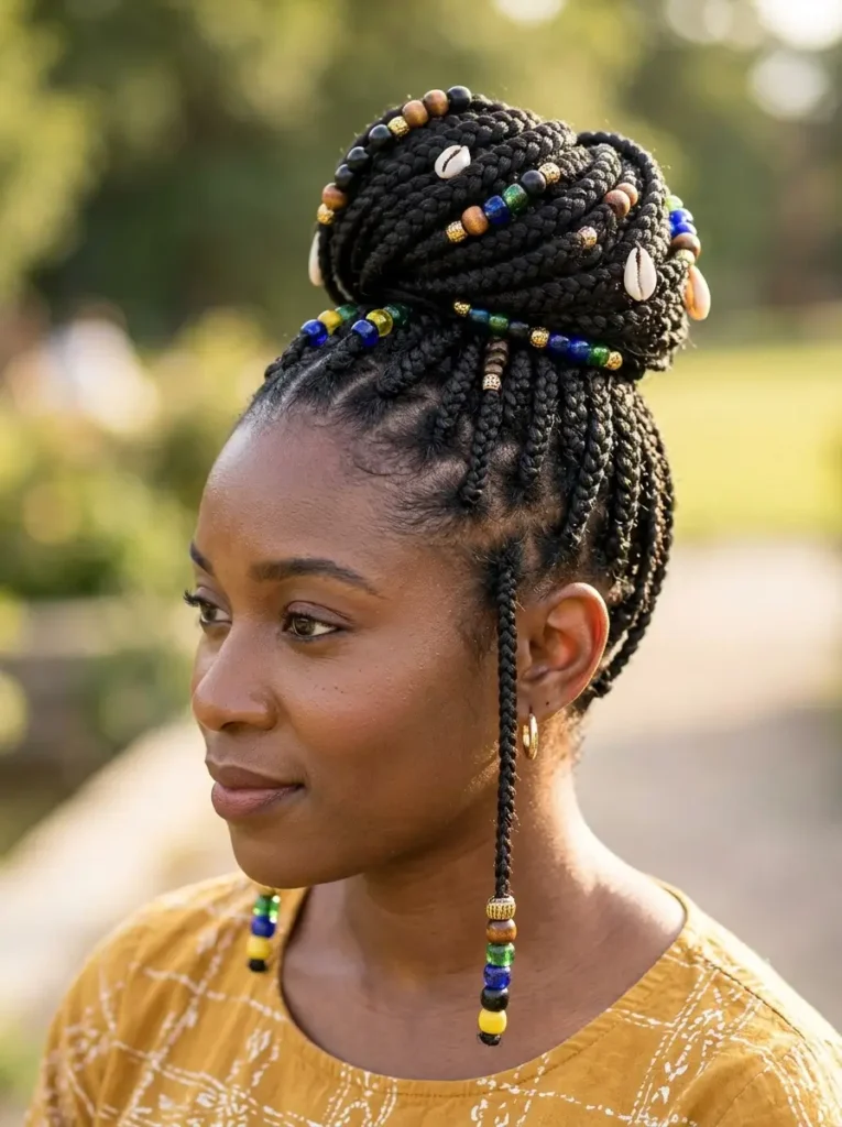 Braided Bun Hairstyles with Beads