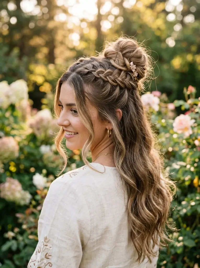 Braided Half Up Half Down Bun