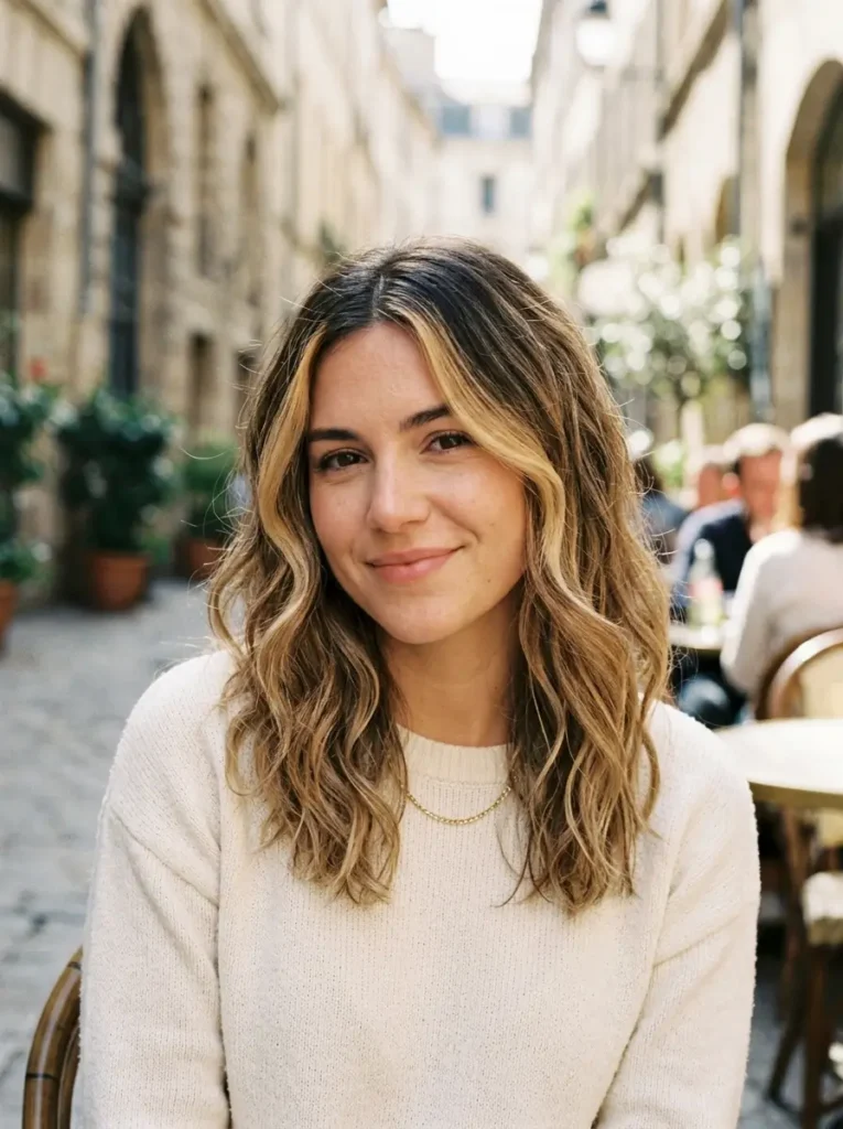 Bronde Hair with Dark Roots and Face Framing Pieces