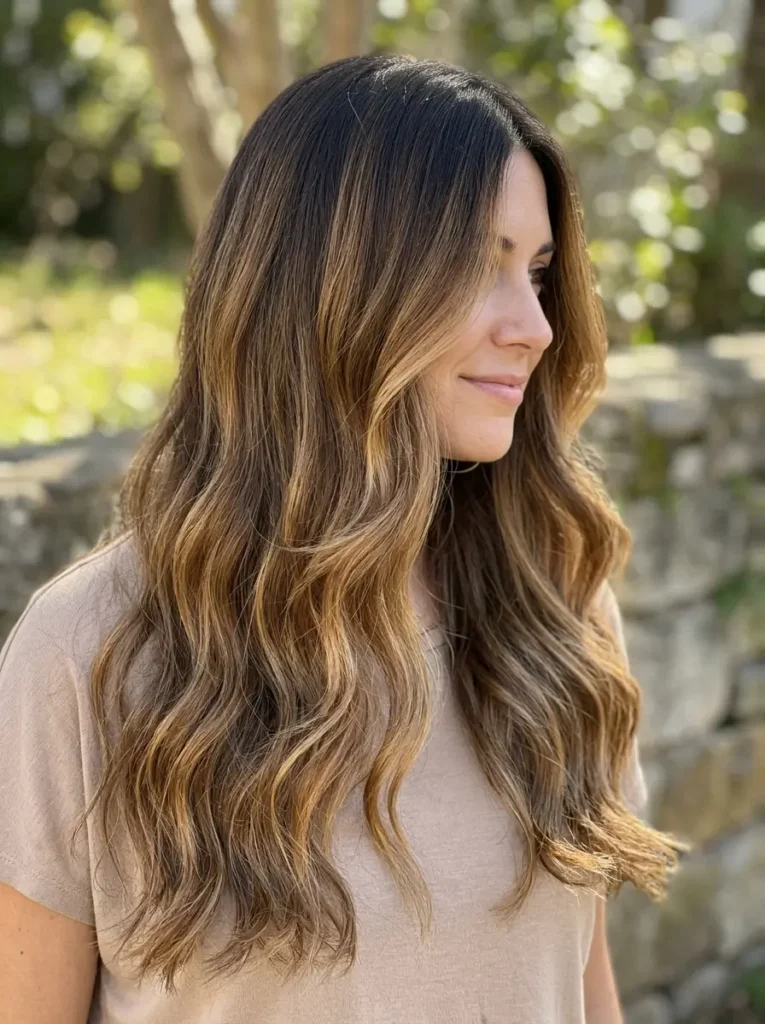 Caramel Balayage for Long Hair