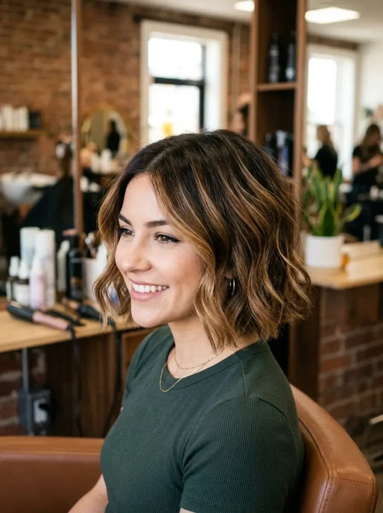 Caramel Balayage for Short Hair