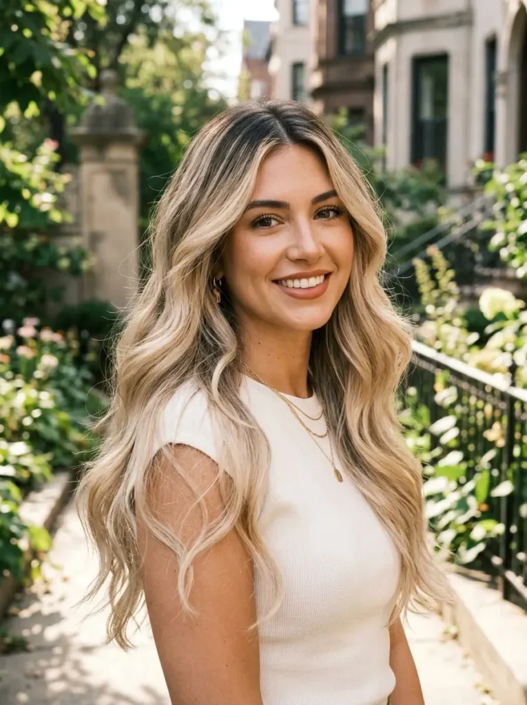 Champagne Blonde with Dark Roots