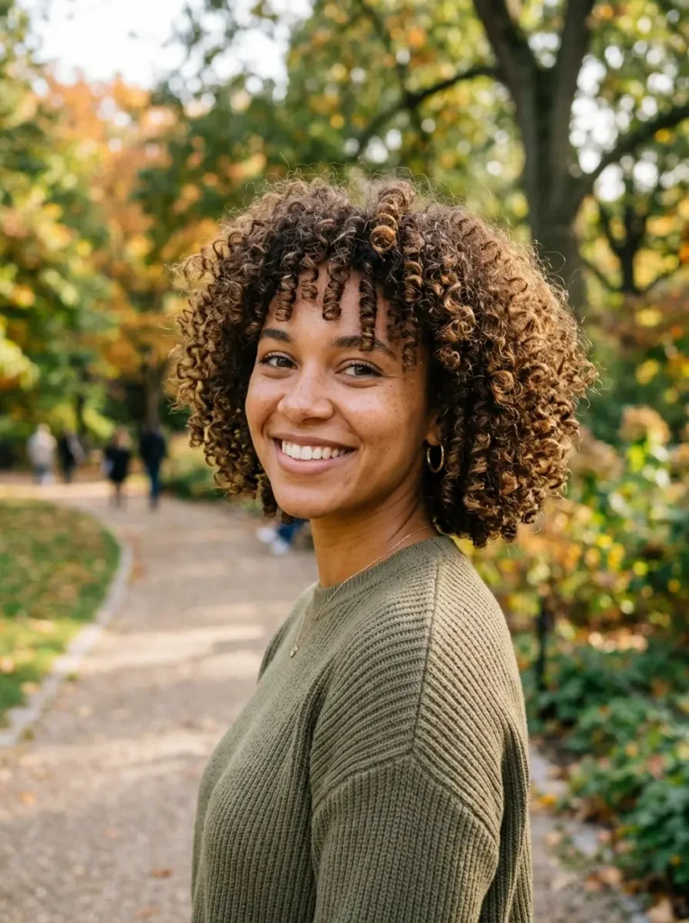 Chin-Length Curly Hair