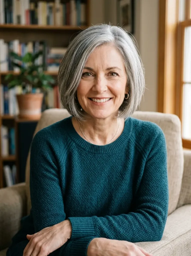 Chin-Length Gray Bob