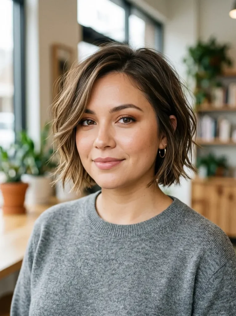 Chin-Length Hairstyle for Round Face
