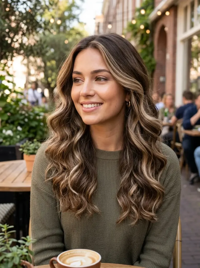 Chocolate Brown Hair with Beige Highlights