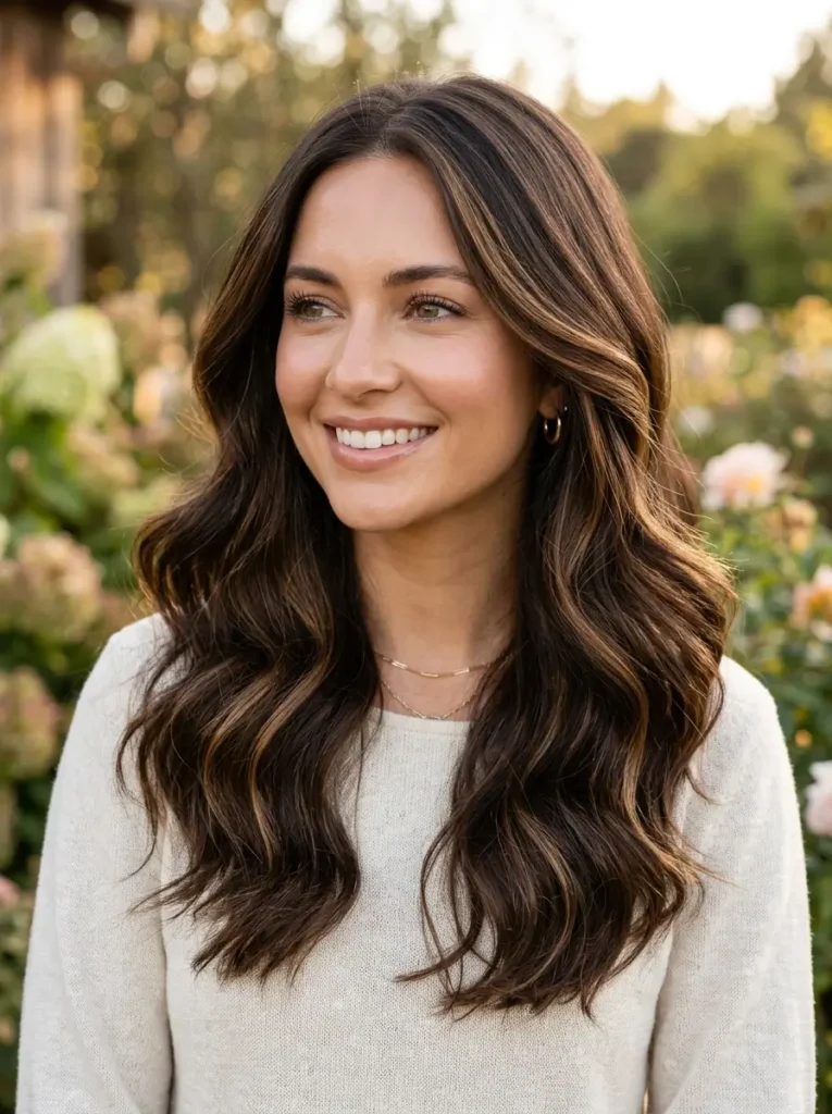 Chocolate Brown Hair with Soft Caramel Ribbons
