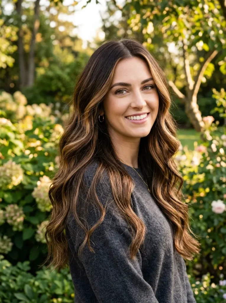 Chocolate Brown Hair with Caramel Highlights