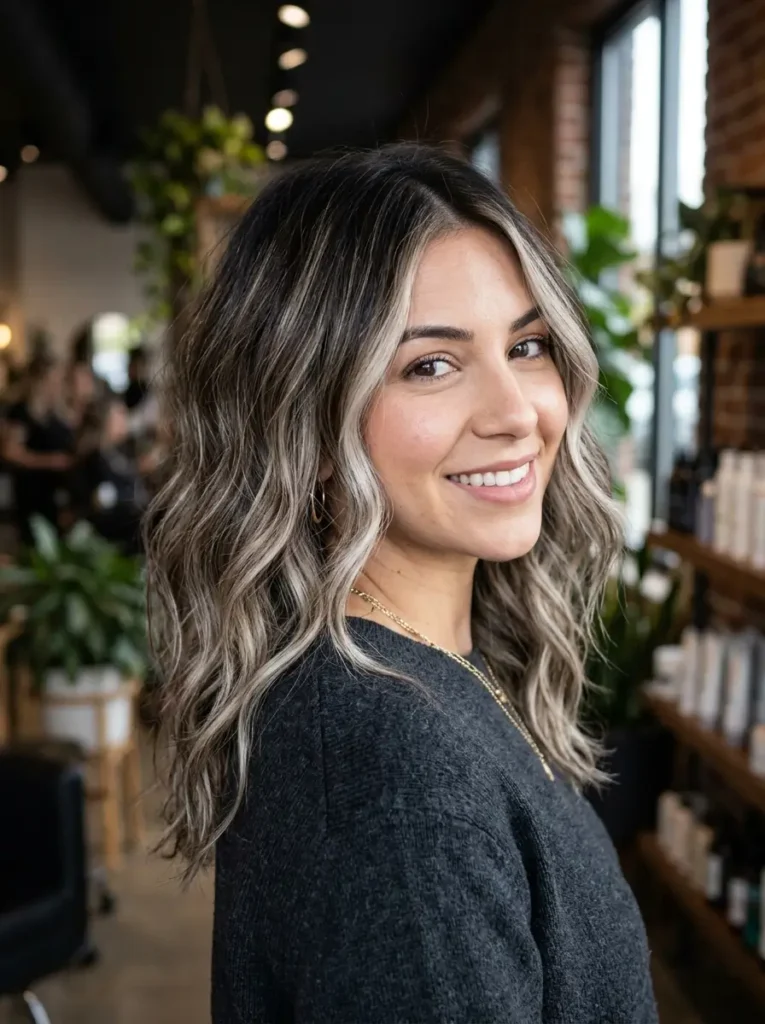 Cool Blonde Highlights on Dark Brunette Hair