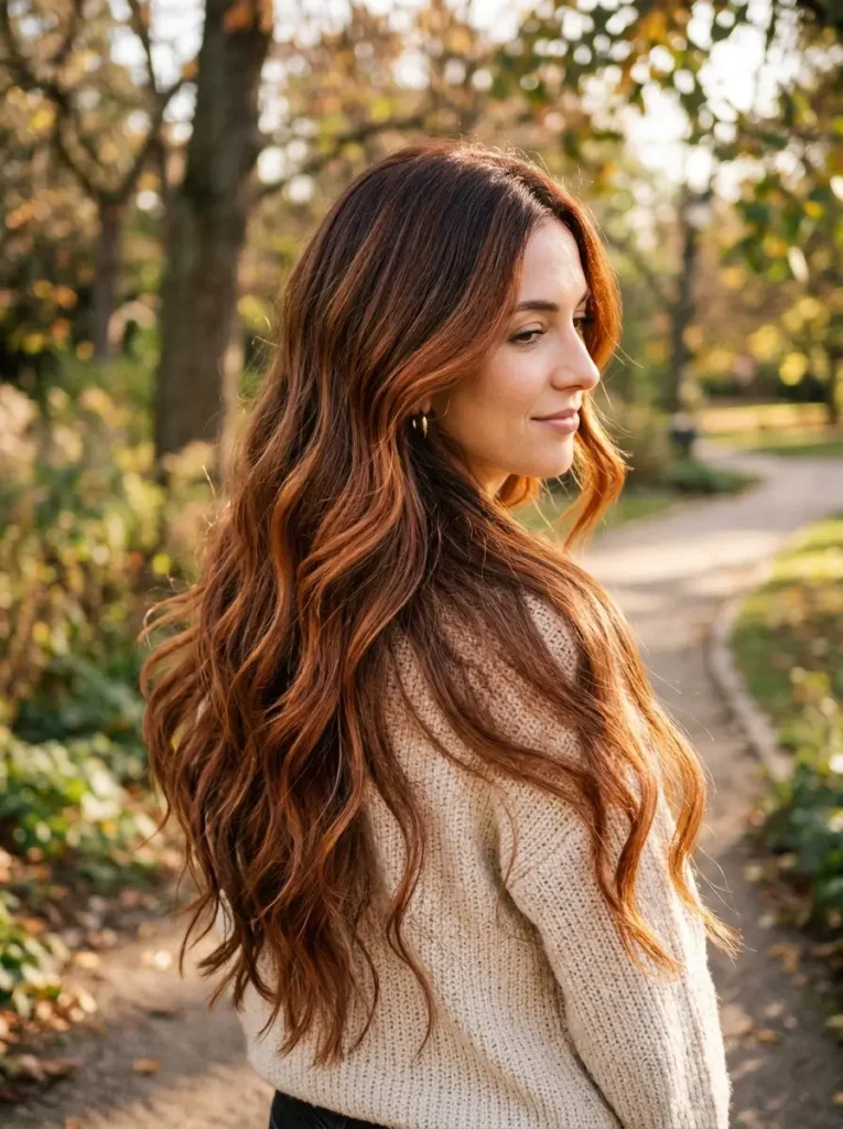 Copper Balayage for Long Hair