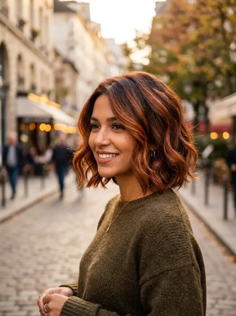 Copper Balayage for Short Hair