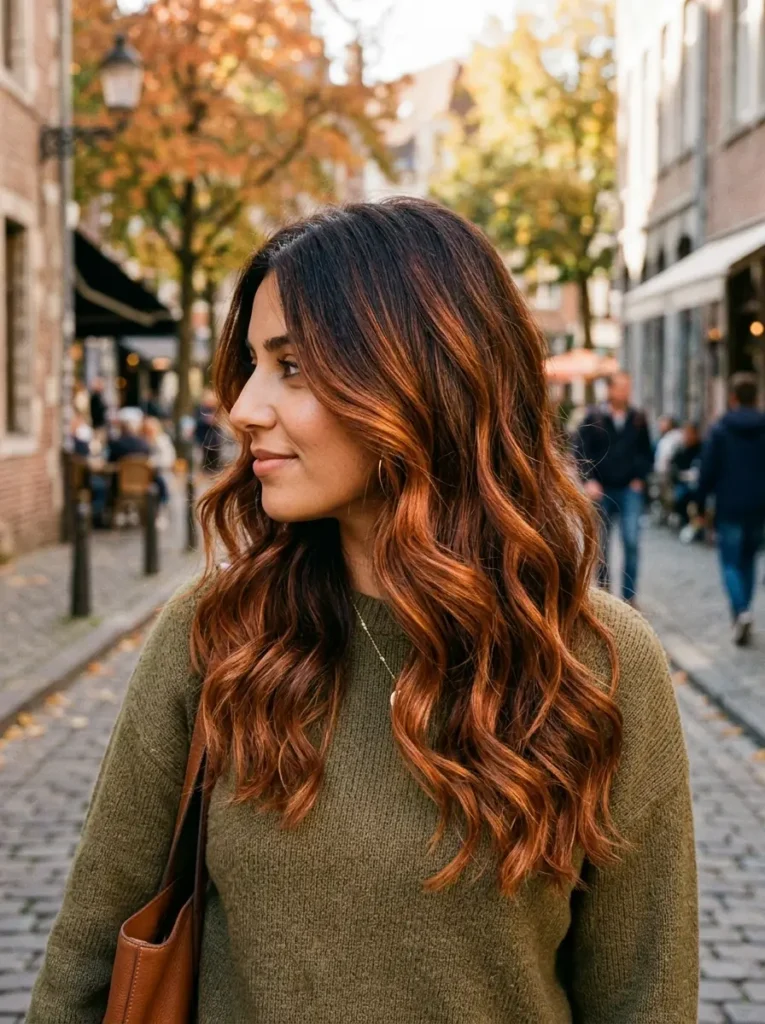 Copper Balayage on Dark Brown Hair
